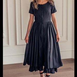 JessaKae Charcoal Button-Down Midi Dress